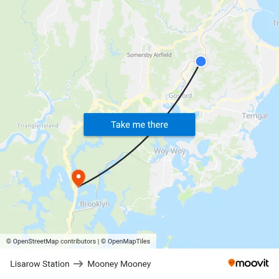 Lisarow Station to Mooney Mooney map