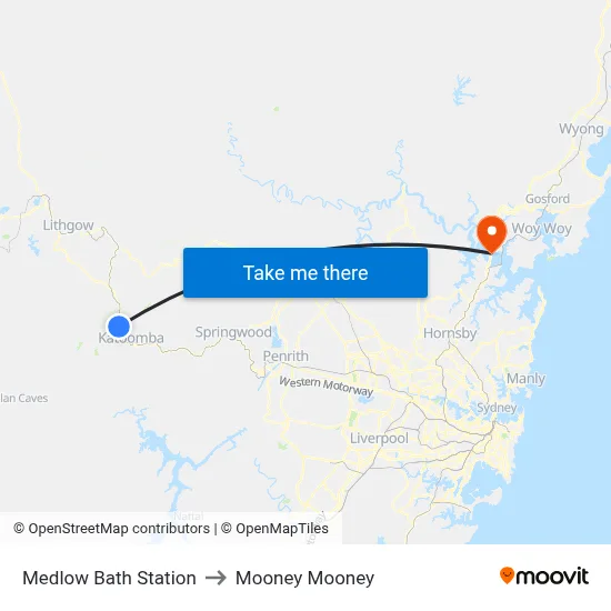 Medlow Bath Station to Mooney Mooney map
