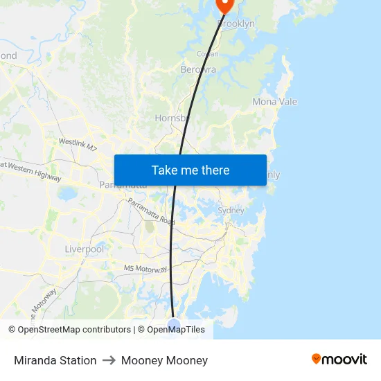 Miranda Station to Mooney Mooney map