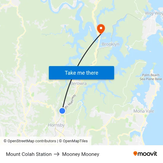 Mount Colah Station to Mooney Mooney map