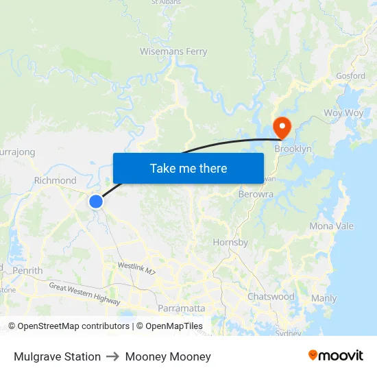 Mulgrave Station to Mooney Mooney map