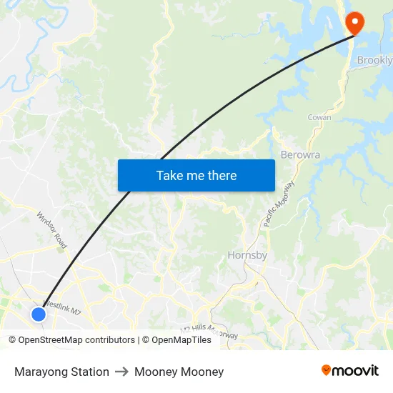 Marayong Station to Mooney Mooney map