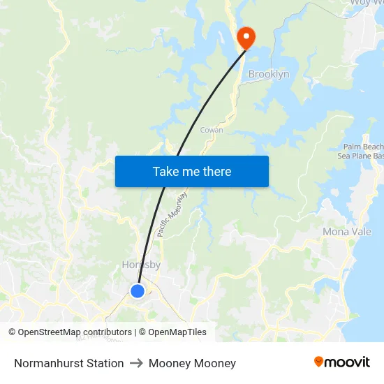 Normanhurst Station to Mooney Mooney map
