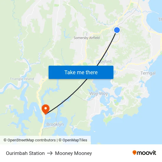 Ourimbah Station to Mooney Mooney map