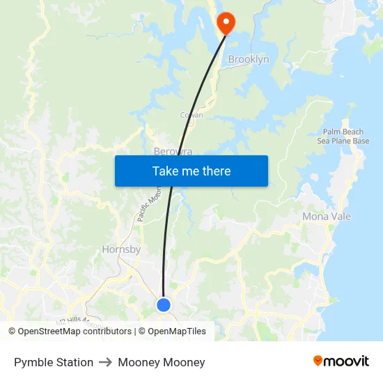 Pymble Station to Mooney Mooney map