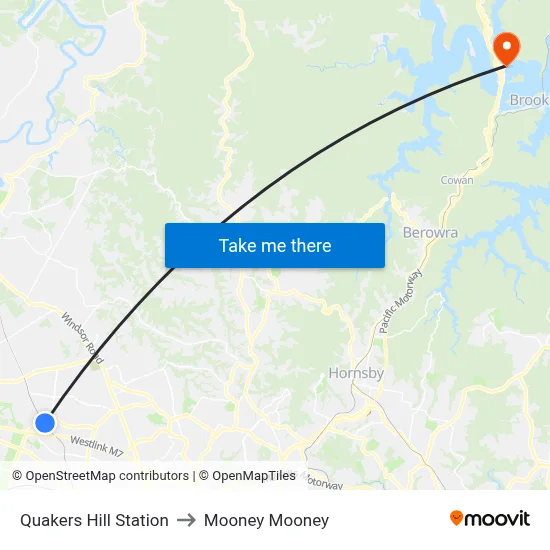 Quakers Hill Station to Mooney Mooney map
