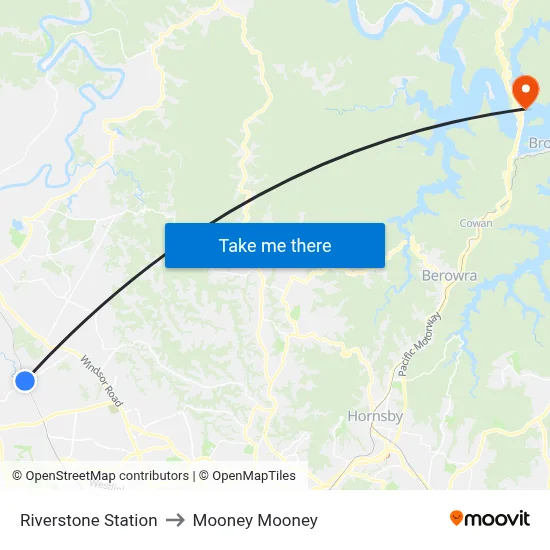 Riverstone Station to Mooney Mooney map