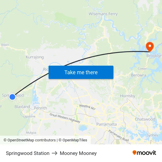 Springwood Station to Mooney Mooney map