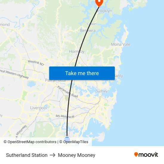 Sutherland Station to Mooney Mooney map