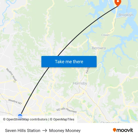Seven Hills Station to Mooney Mooney map