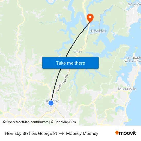 Hornsby Station, George St to Mooney Mooney map