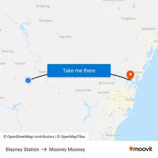 Blayney Station to Mooney Mooney map