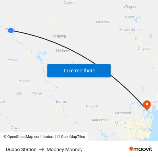 Dubbo Station to Mooney Mooney map