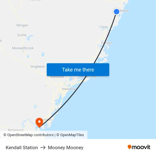 Kendall Station to Mooney Mooney map
