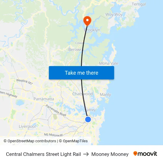 Central Chalmers Street Light Rail to Mooney Mooney map