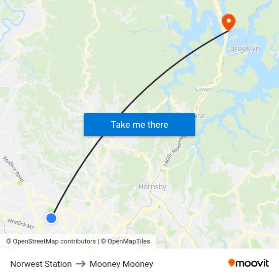 Norwest Station to Mooney Mooney map