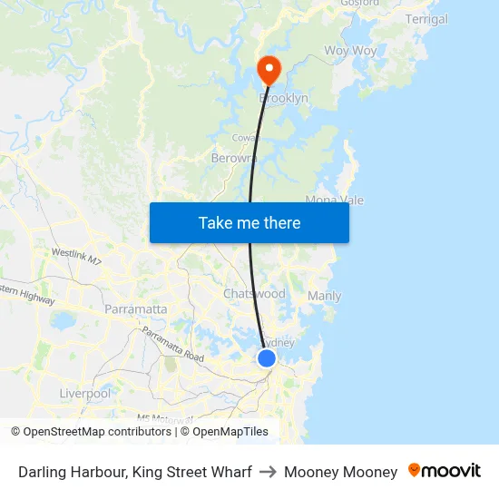 Darling Harbour, King Street Wharf to Mooney Mooney map