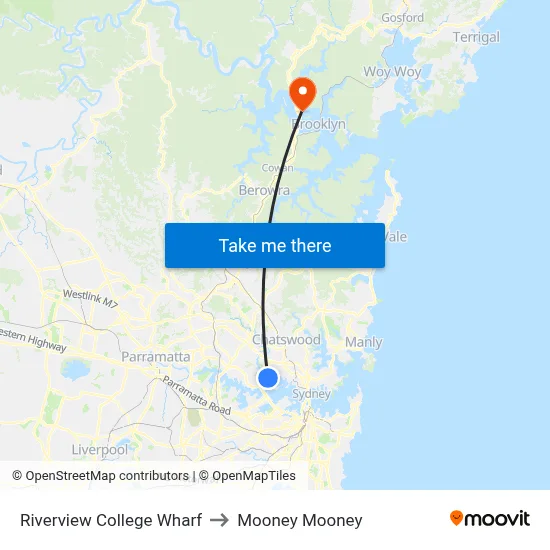 Riverview College Wharf to Mooney Mooney map
