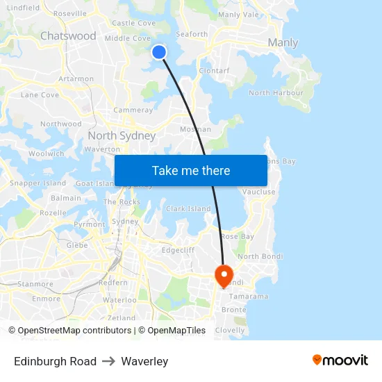 Edinburgh Road to Waverley map