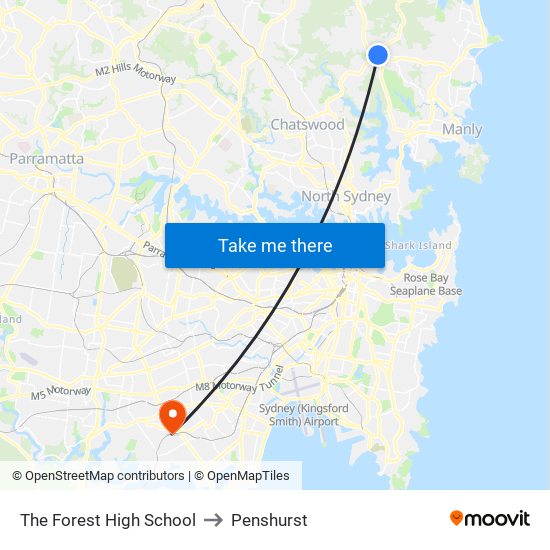 The Forest High School to Penshurst map