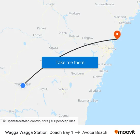 Wagga Wagga Station, Coach Bay 1 to Avoca Beach map