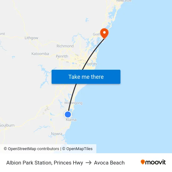 Albion Park Station, Princes Hwy to Avoca Beach map