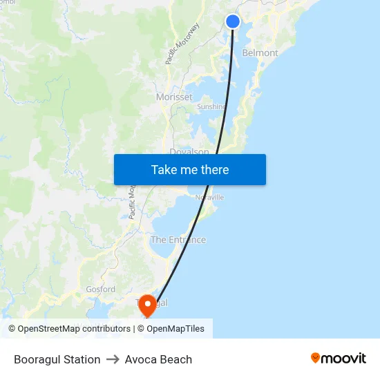 Booragul Station to Avoca Beach map