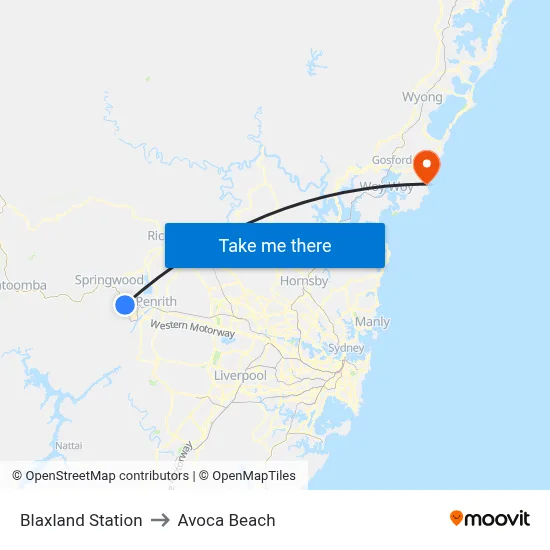 Blaxland Station to Avoca Beach map