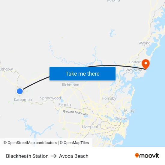 Blackheath Station to Avoca Beach map