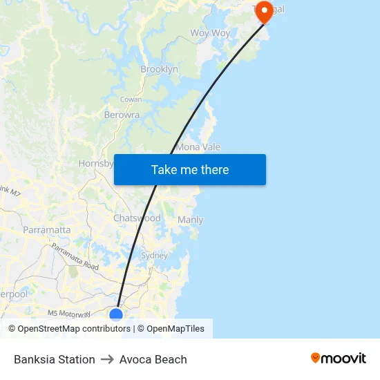Banksia Station to Avoca Beach map