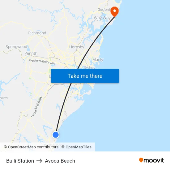 Bulli Station to Avoca Beach map