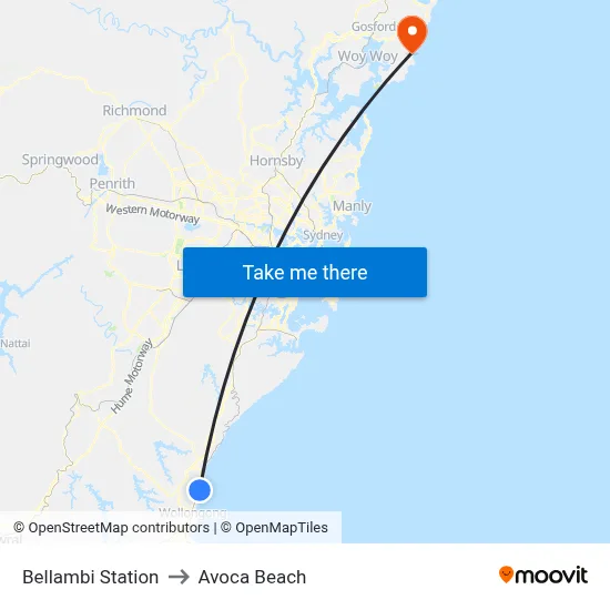 Bellambi Station to Avoca Beach map