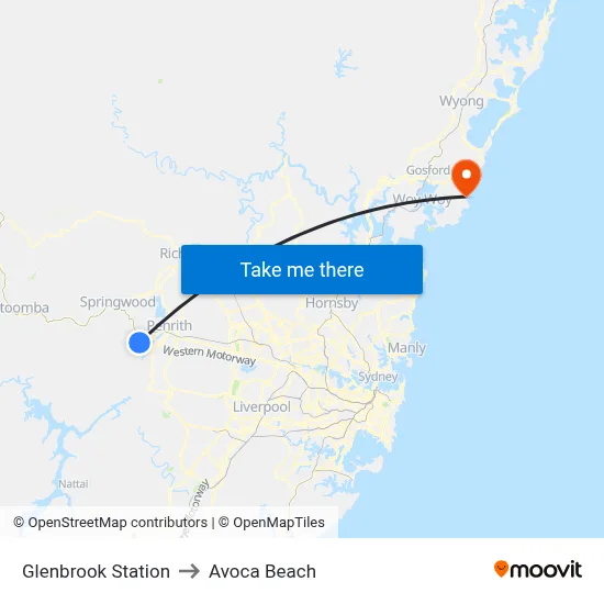 Glenbrook Station to Avoca Beach map