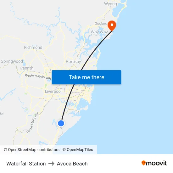 Waterfall Station to Avoca Beach map