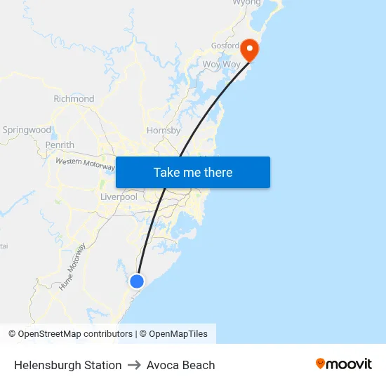 Helensburgh Station to Avoca Beach map