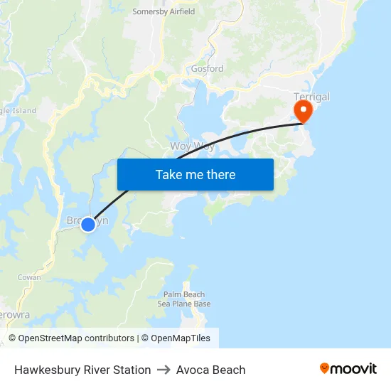 Hawkesbury River Station to Avoca Beach map