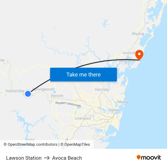 Lawson Station to Avoca Beach map