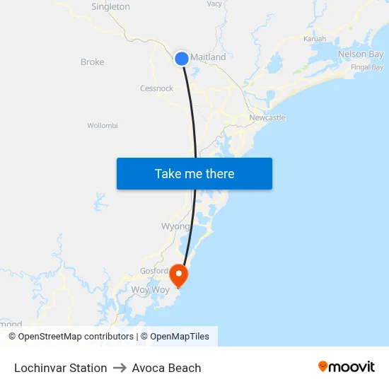 Lochinvar Station to Avoca Beach map