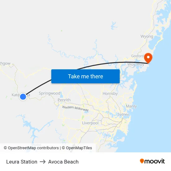 Leura Station to Avoca Beach map