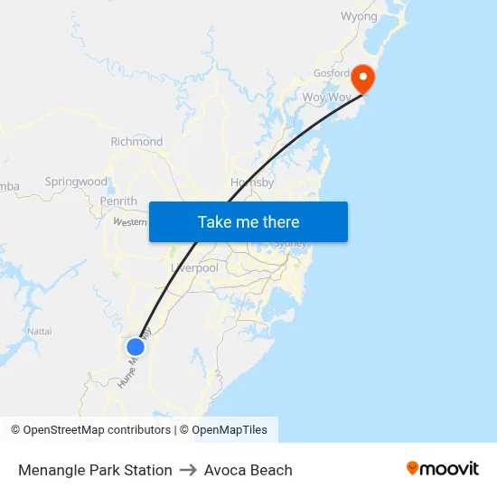 Menangle Park Station to Avoca Beach map