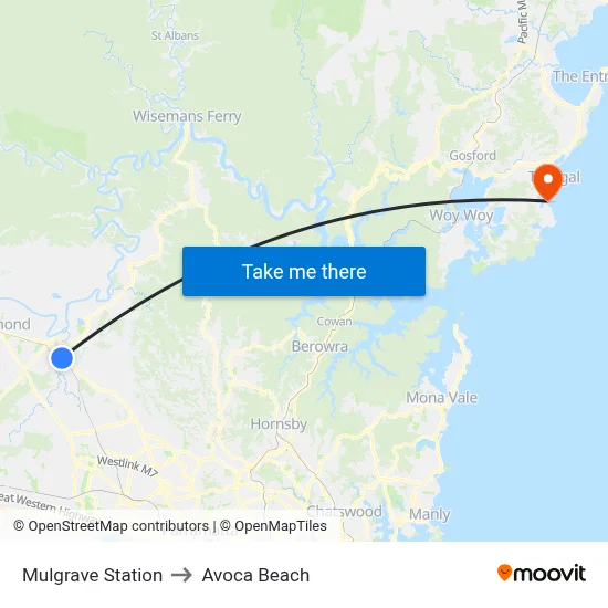 Mulgrave Station to Avoca Beach map