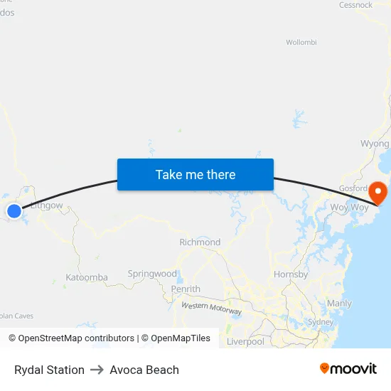 Rydal Station to Avoca Beach map