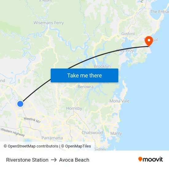 Riverstone Station to Avoca Beach map