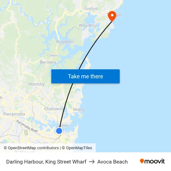 Darling Harbour, King Street Wharf to Avoca Beach map