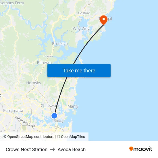 Crows Nest Station to Avoca Beach map
