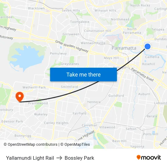 Yallamundi Light Rail to Bossley Park map