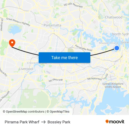 Pirrama Park Wharf to Bossley Park map