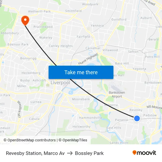 Revesby Station, Marco Av to Bossley Park map