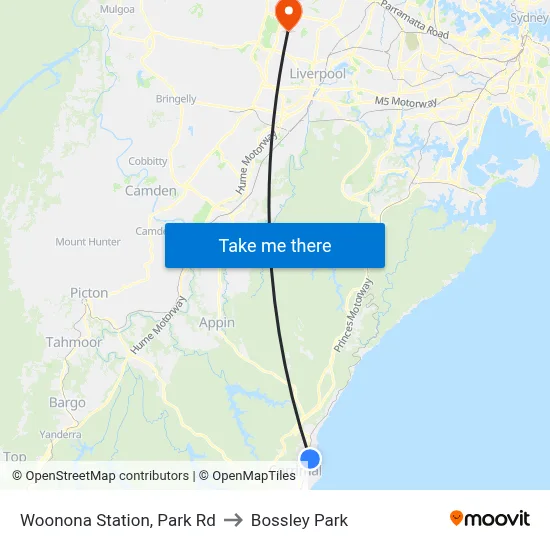 Woonona Station, Park Rd to Bossley Park map