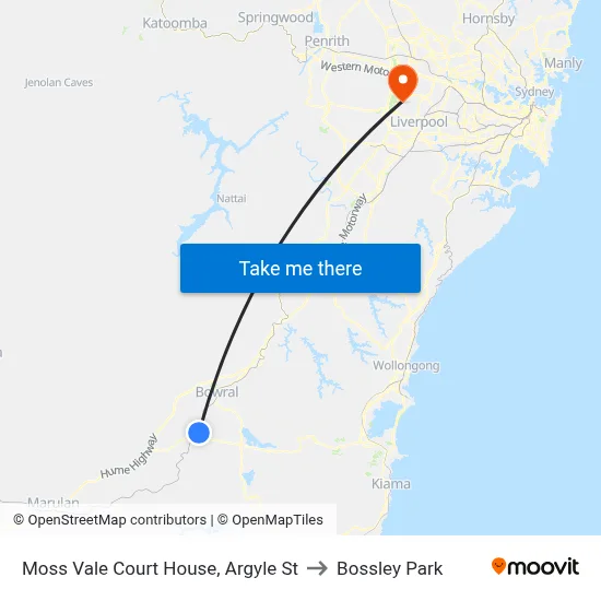 Moss Vale Court House, Argyle St to Bossley Park map
